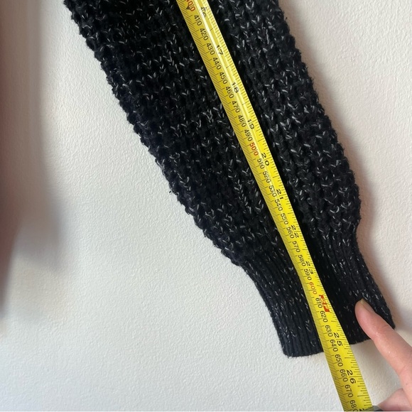 Roots Chunky Knit Mock Neck Sweater Marled Black Gray Cozy Pullover oversized XS - Picture 8 of 11